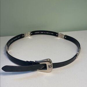 Black Leather Belt with Silver Buckle